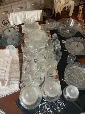 Princess House Clear Glass Fantasia -Pattern Dinnerware Set